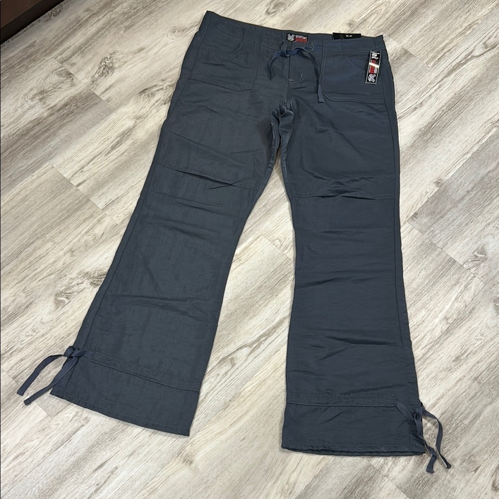 l.e.i. Vintage 90s Deadstock Low Rise Wide Leg Drawstring Cargo Pants Trousers